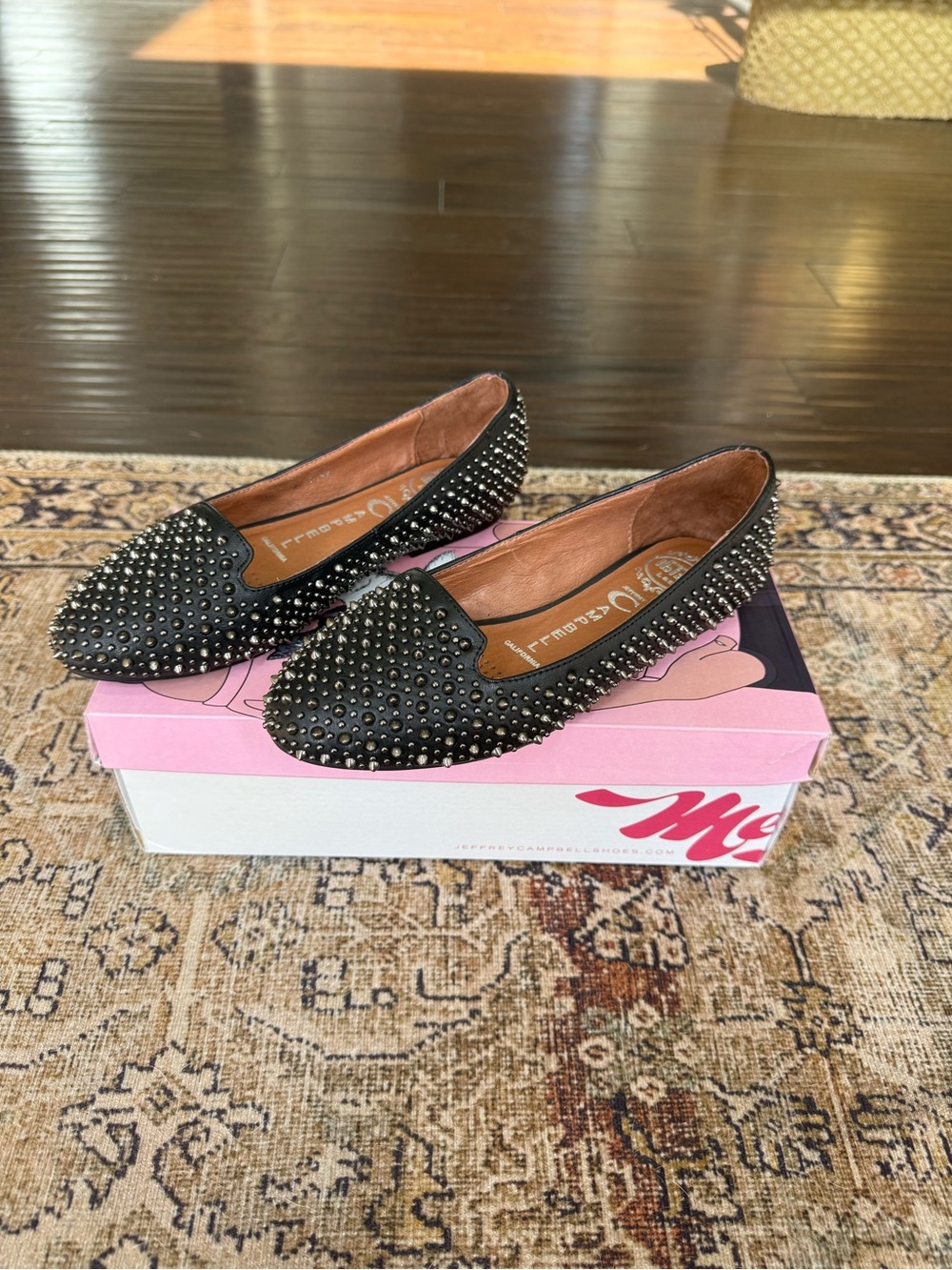 Jeffrey Campbell Black Studded Slip-On Loafers - Picture 3 of 4